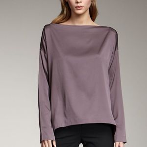 Vince Boat Neck Purple Silk Blouse Size M